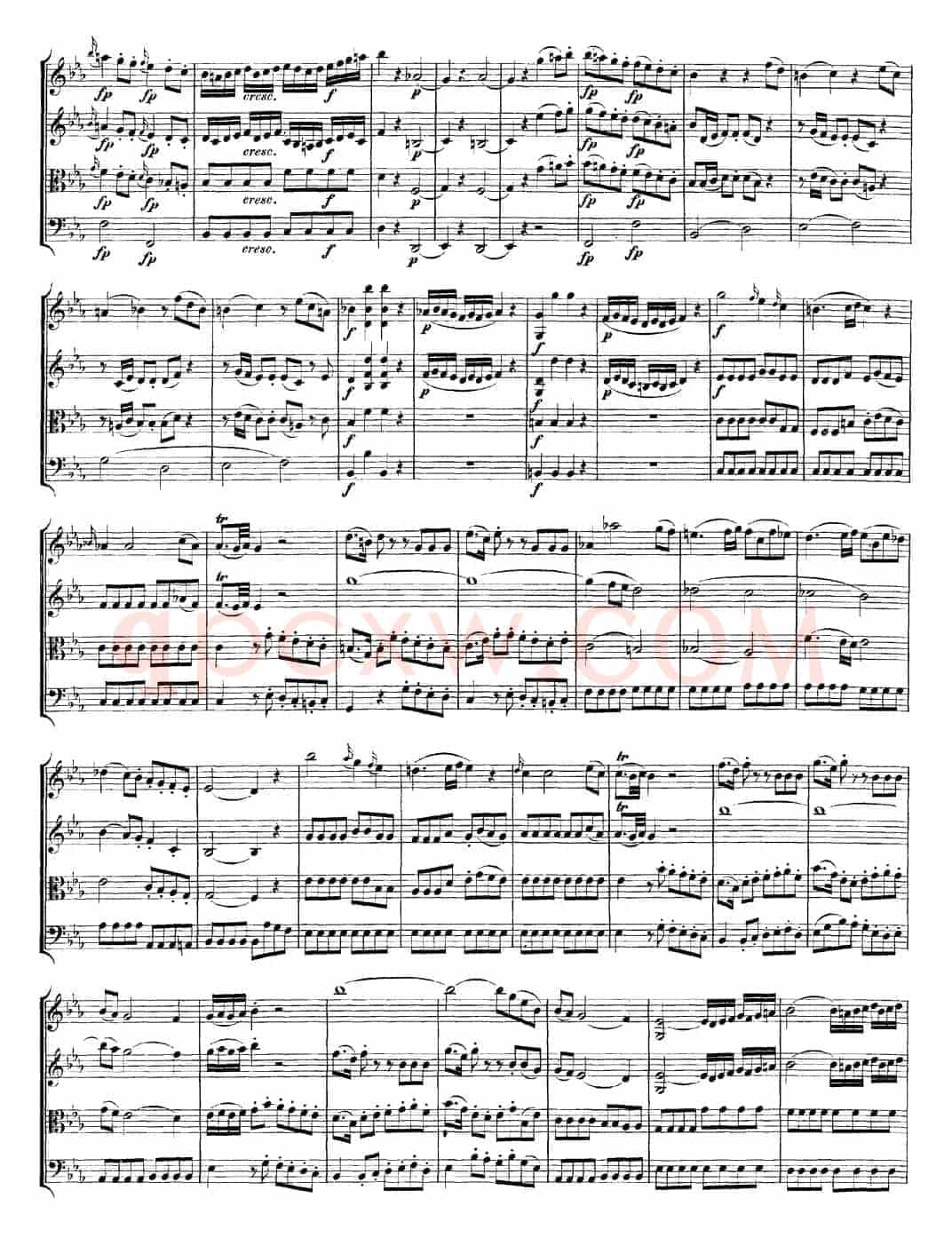 Mozart《Quartet No.7 in Eb Major,K.160》（总谱）