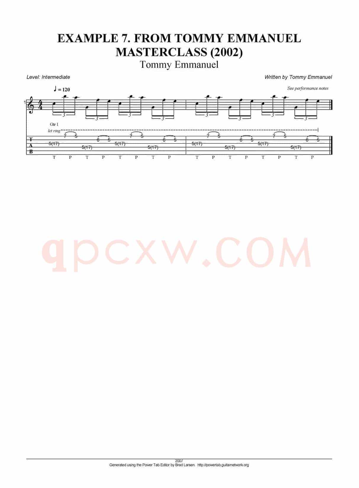 tommy emmanuel：masterclass example-7（指弹吉他）