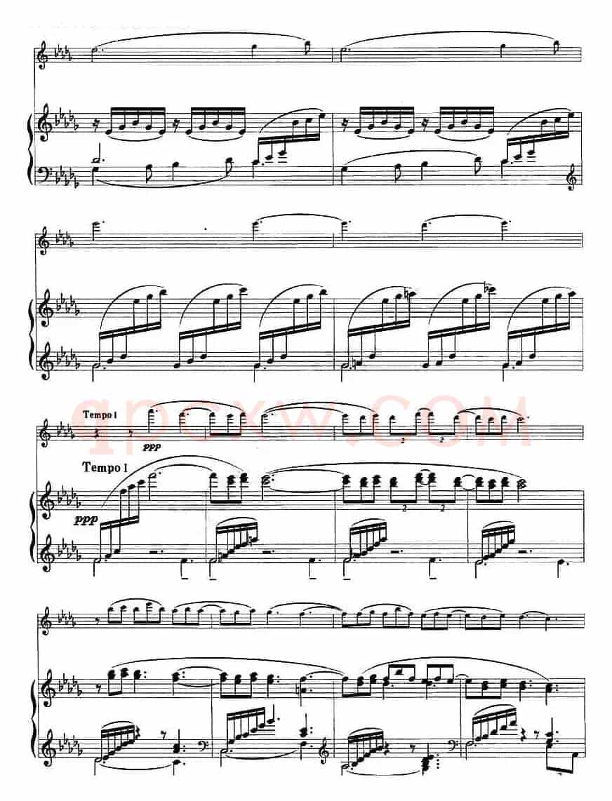 月光（CLAIR DE LUNE、德彪西作曲版、小提琴+钢琴伴奏）