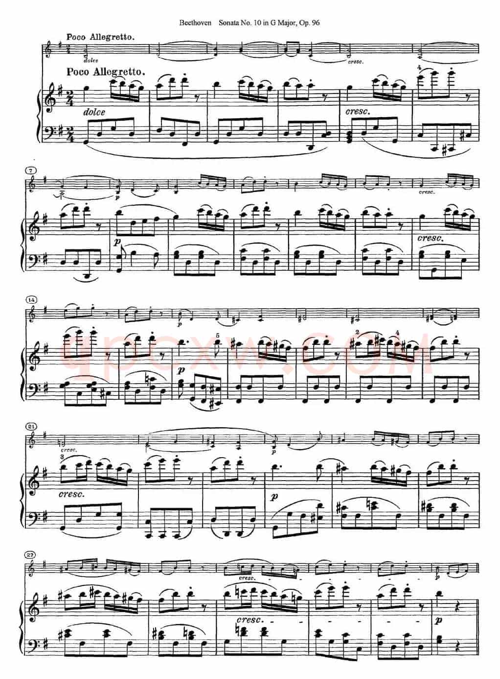 Violin Sonata No.10 in G Major Op.96（小提琴+钢琴伴奏）