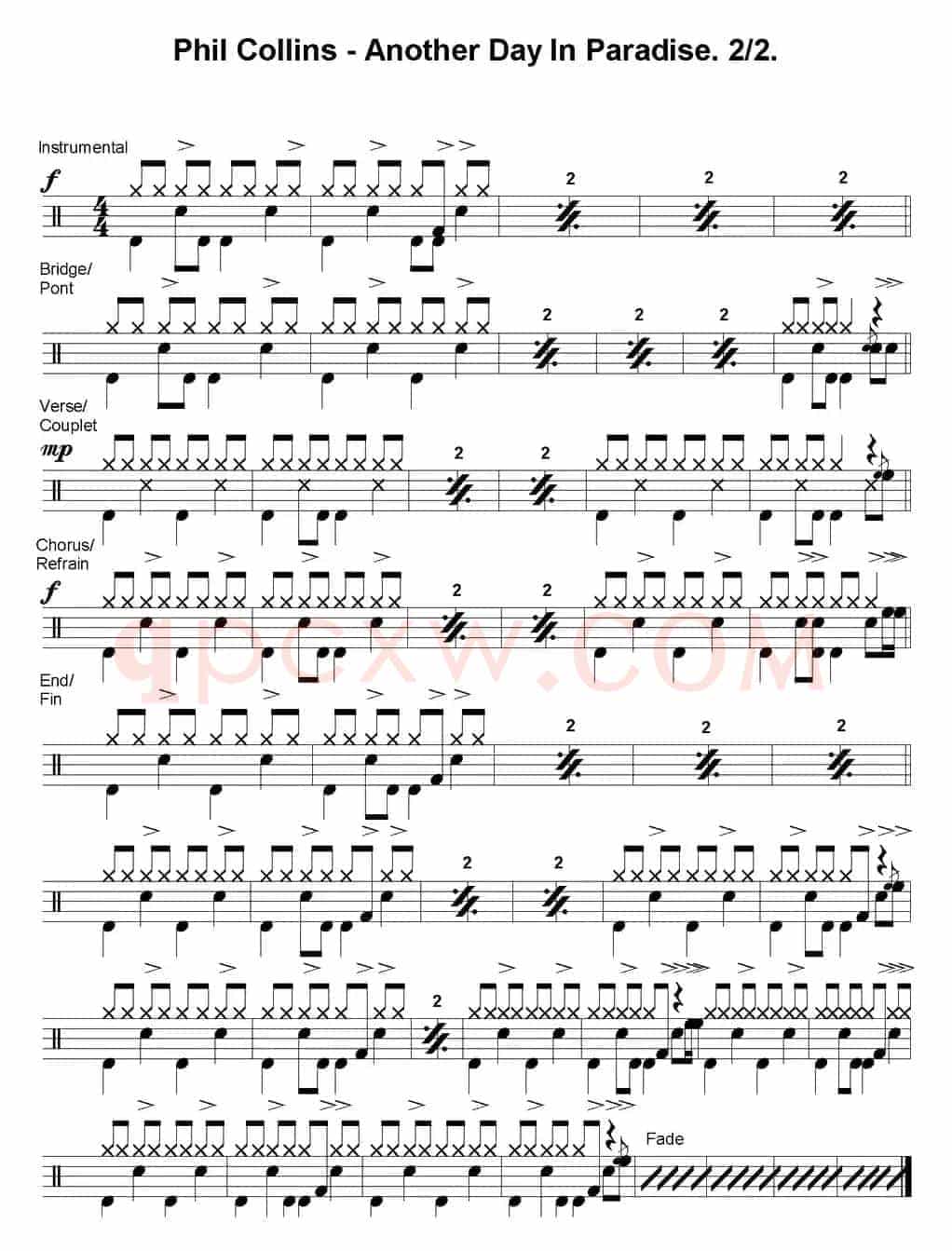 爵士鼓谱：Phil Collins - Another day in paradise