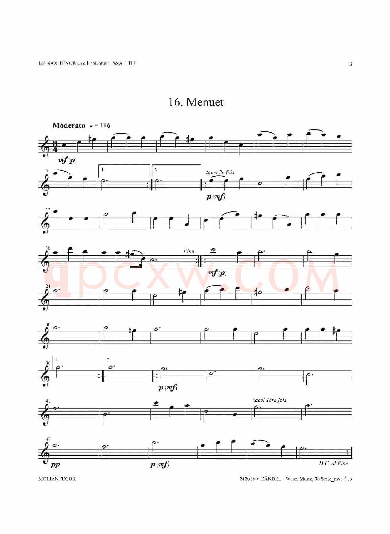 Water Music（HWV.350 No.3）（第一次中音萨克斯）