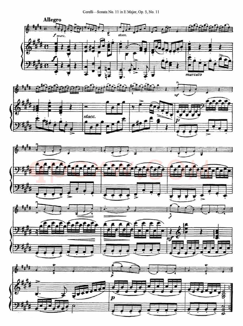 Sonata No.11 in E Major Op.5 No.11（小提琴+钢琴伴奏）