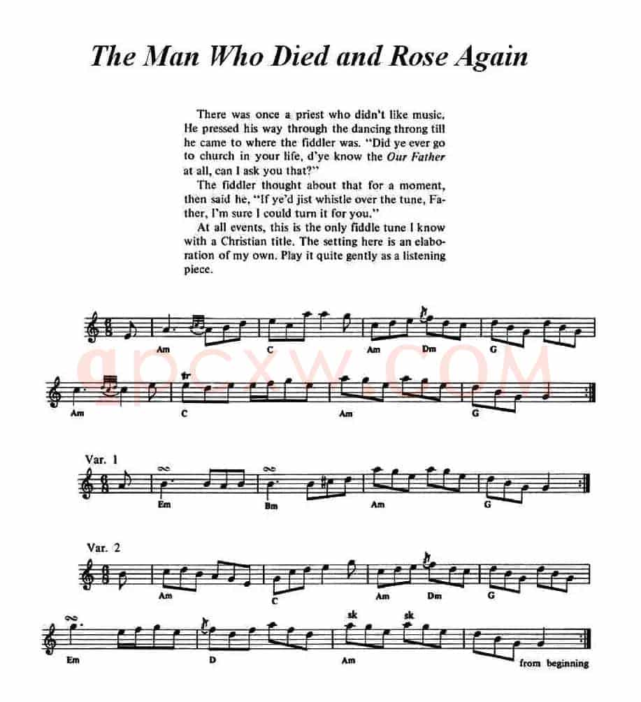 The Man Who Piep and Rose Again（爱尔兰民歌）