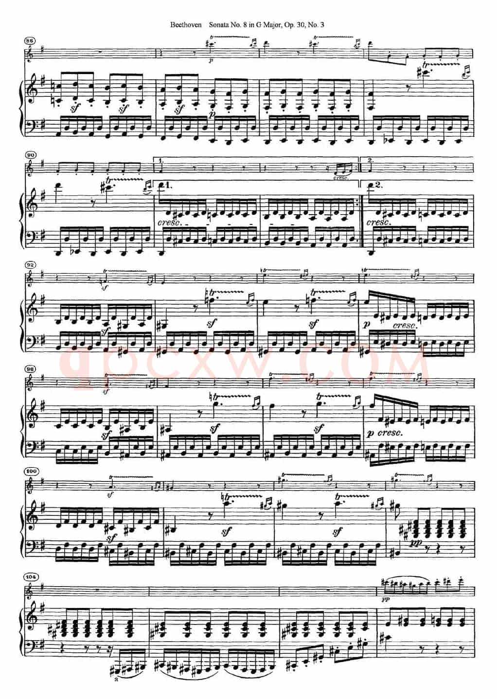 Violin Sonata No.8 in G Major Op.30 No.3（小提琴+钢琴伴奏）