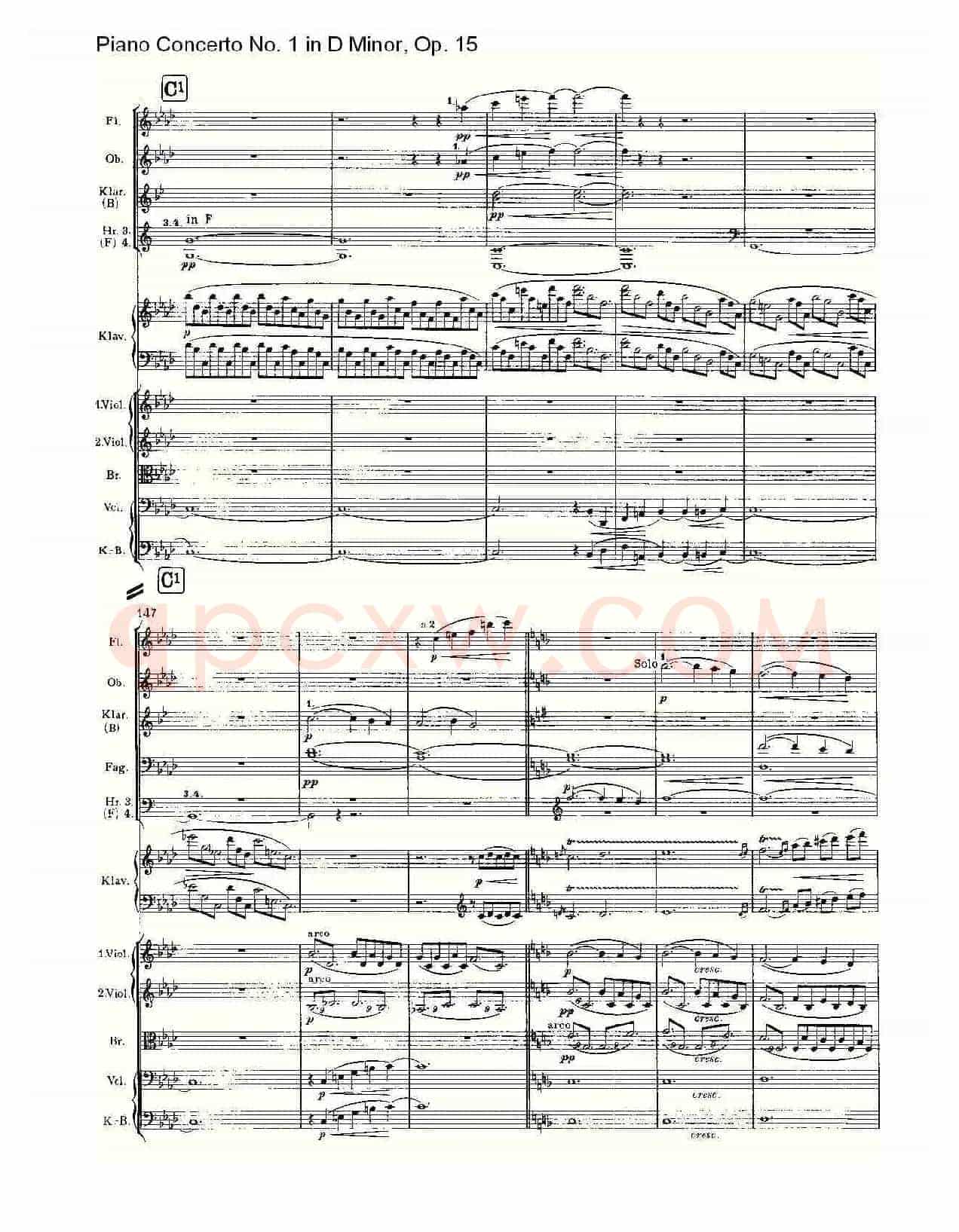 D小调钢琴第一协奏曲, Op.15第一乐章(一)