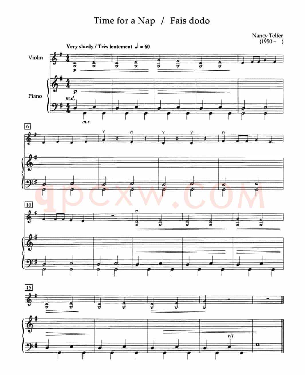 Nancy Telfer-Time for a Nap（加拿大小提琴考级·预备级）