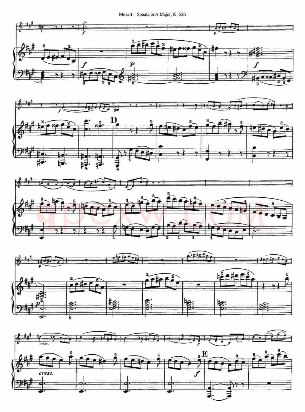 Violin Sonata in A Major K.526（小提琴+钢琴伴奏）