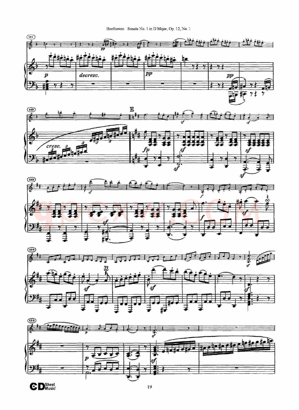 D大调第一小提琴奏鸣曲（Sonata No.1 in D Major Op.12,No.1）（小提琴+钢琴伴奏）
