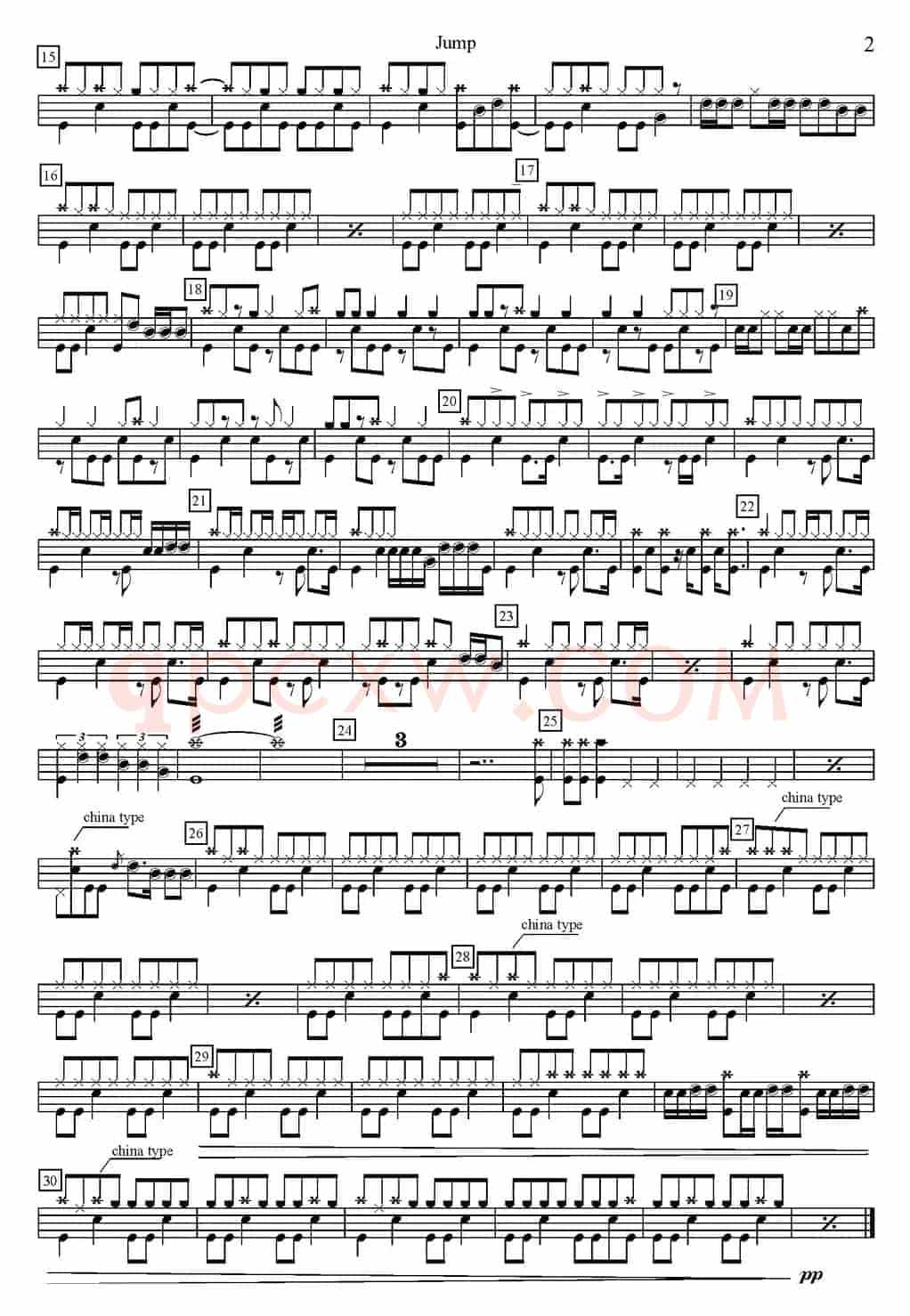 爵士鼓谱：Van Halen - Jump
