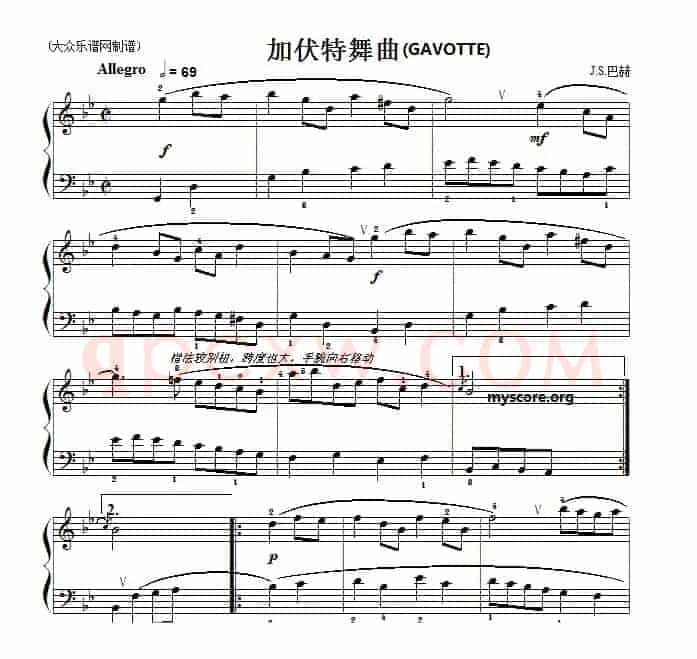 巴赫初级钢琴曲之二十:加伏特舞曲