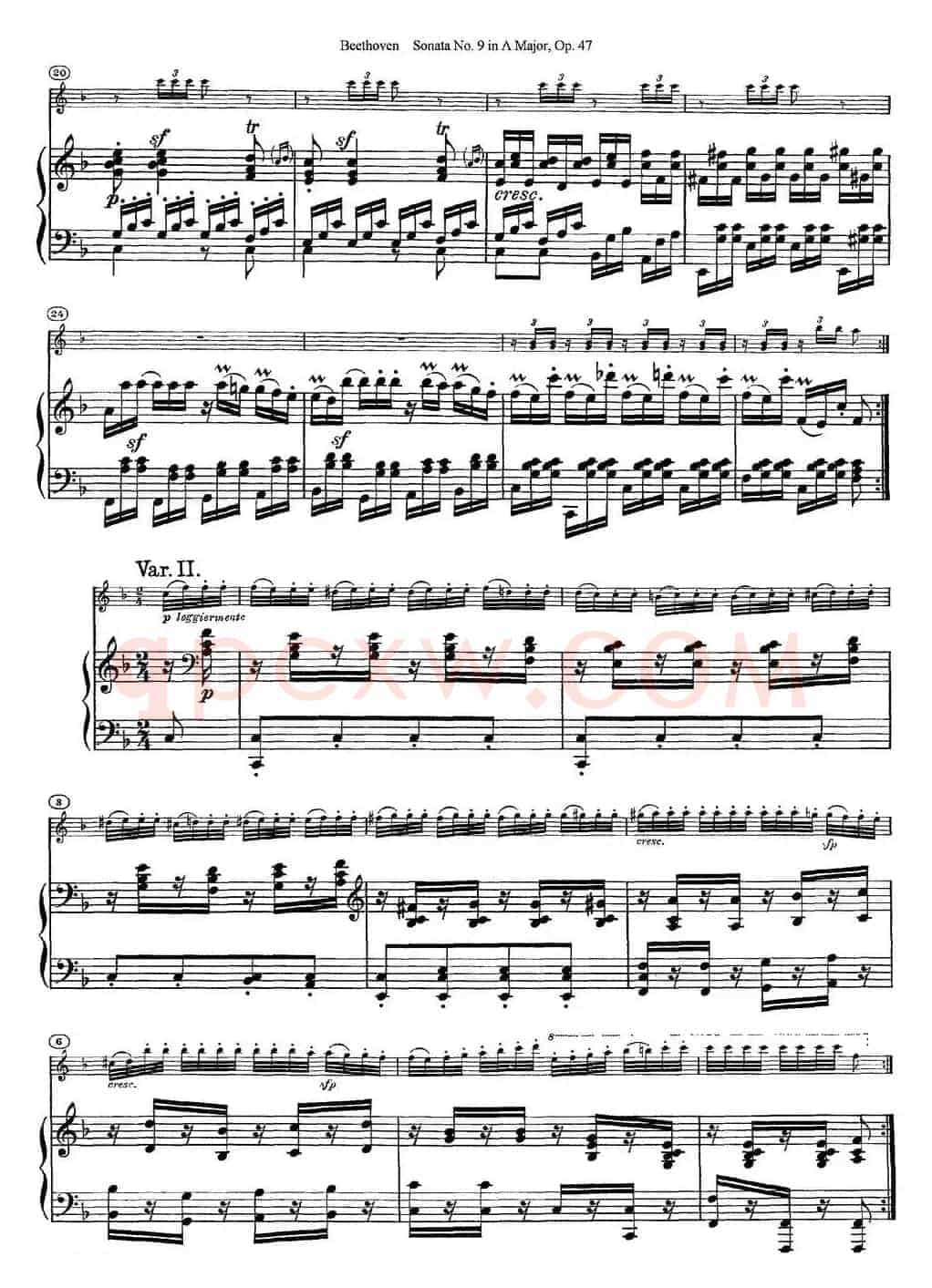 Violin Sonata No.9 in A Major Op.47（小提琴+钢琴伴奏）