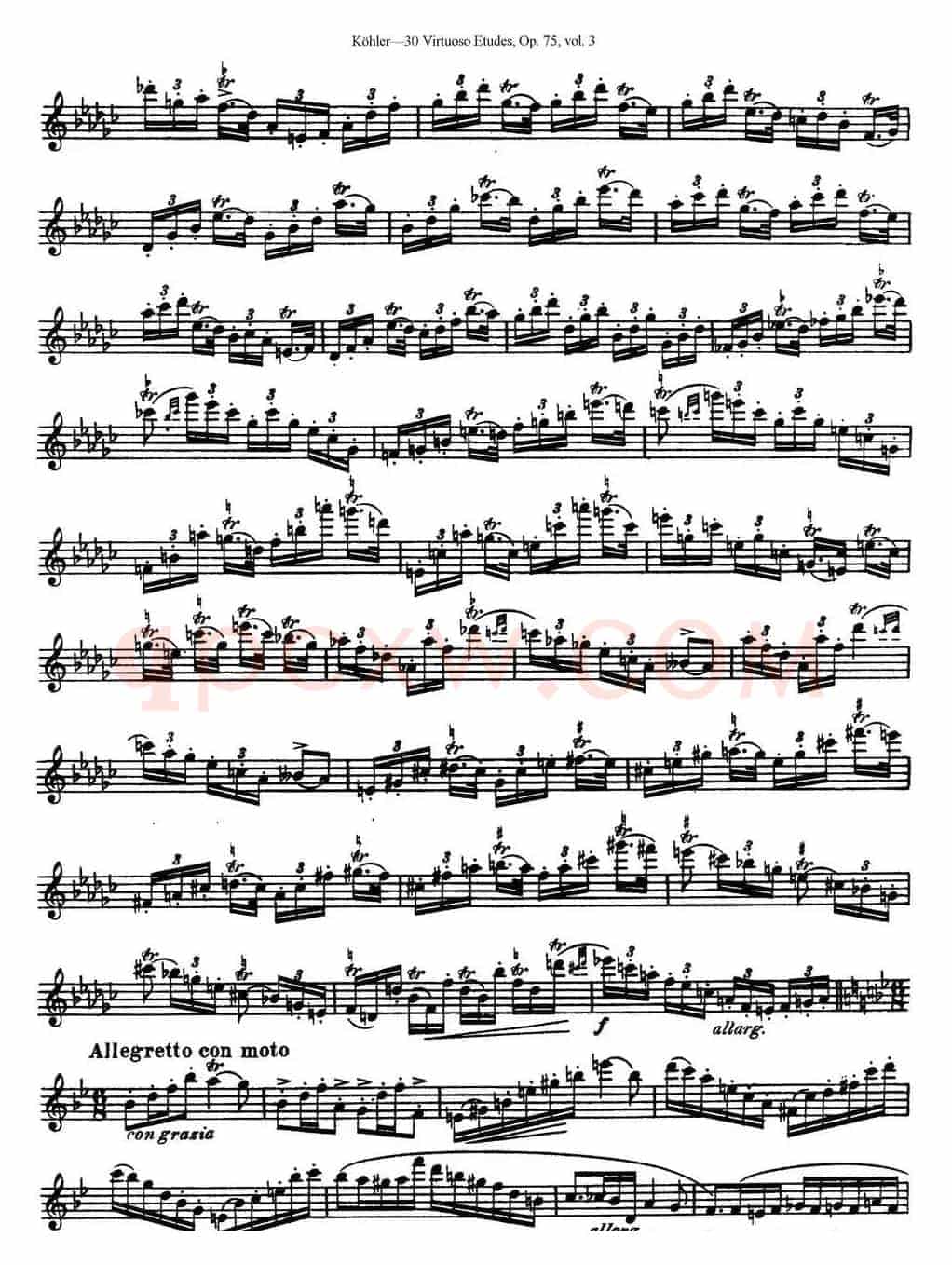 柯勒30首高级长笛练习曲作品75号（NO.25）