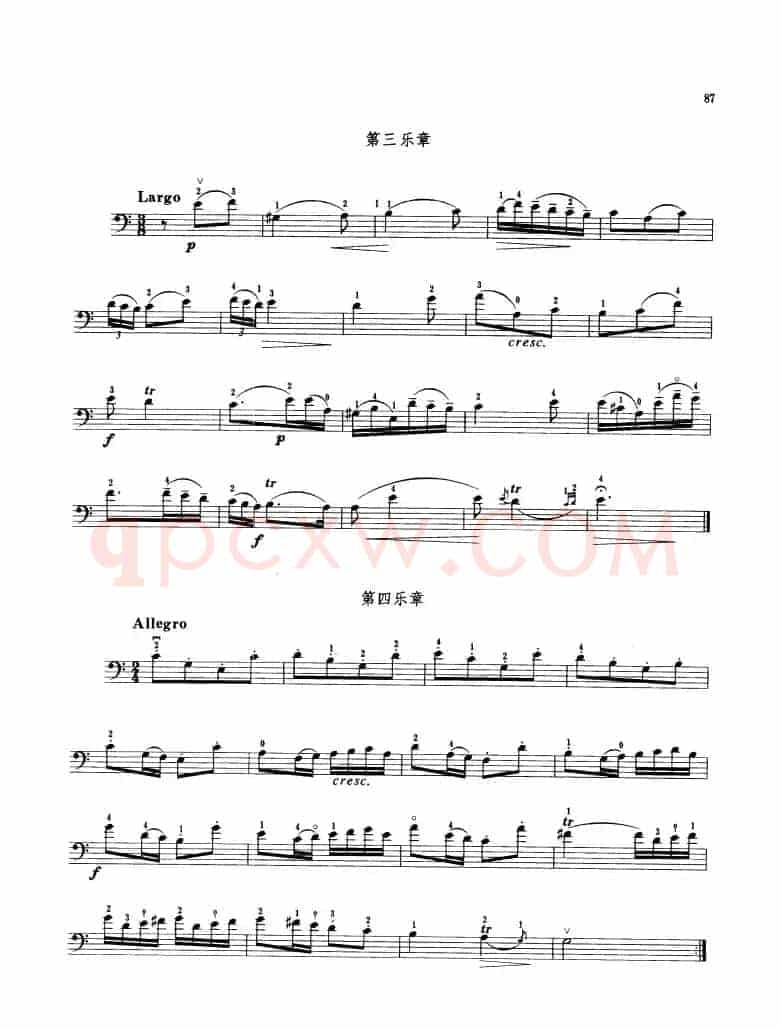 马尔切洛C大调奏鸣曲 （大提琴）