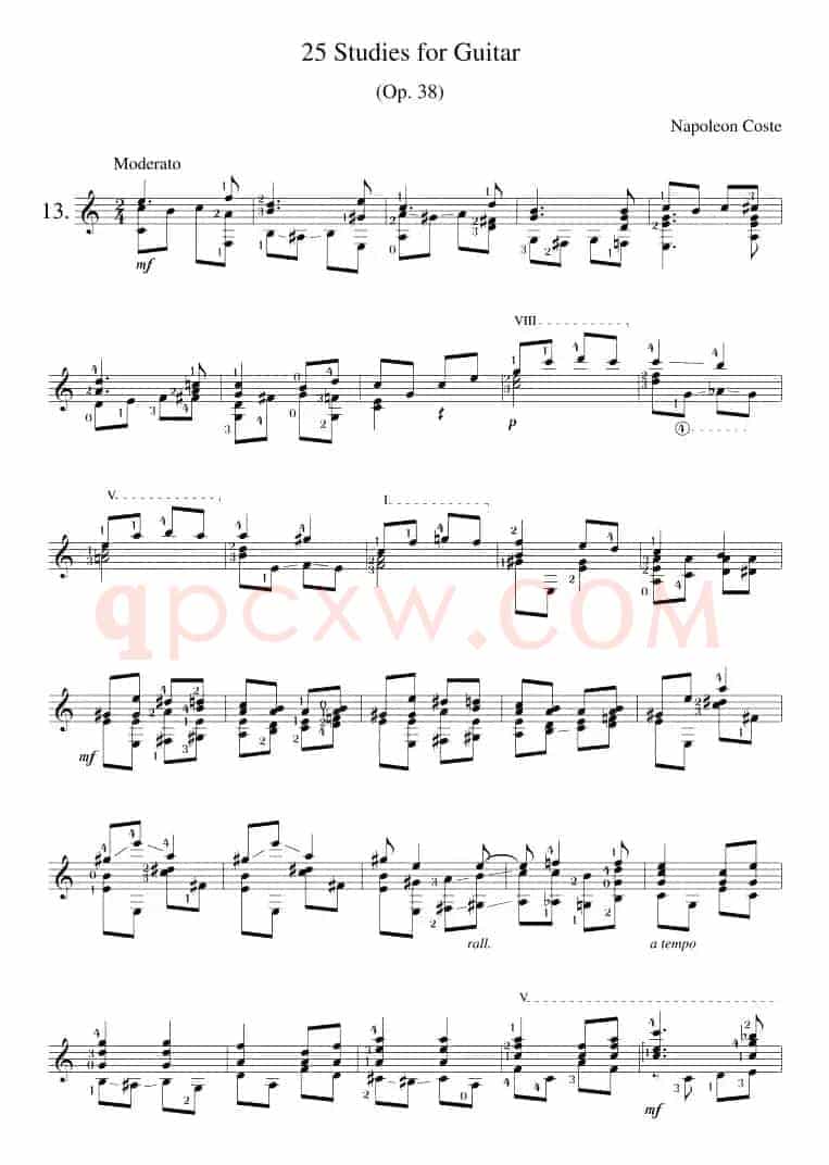 Napoleon Coste《25 Studies,Op.38》（STUDY 13）