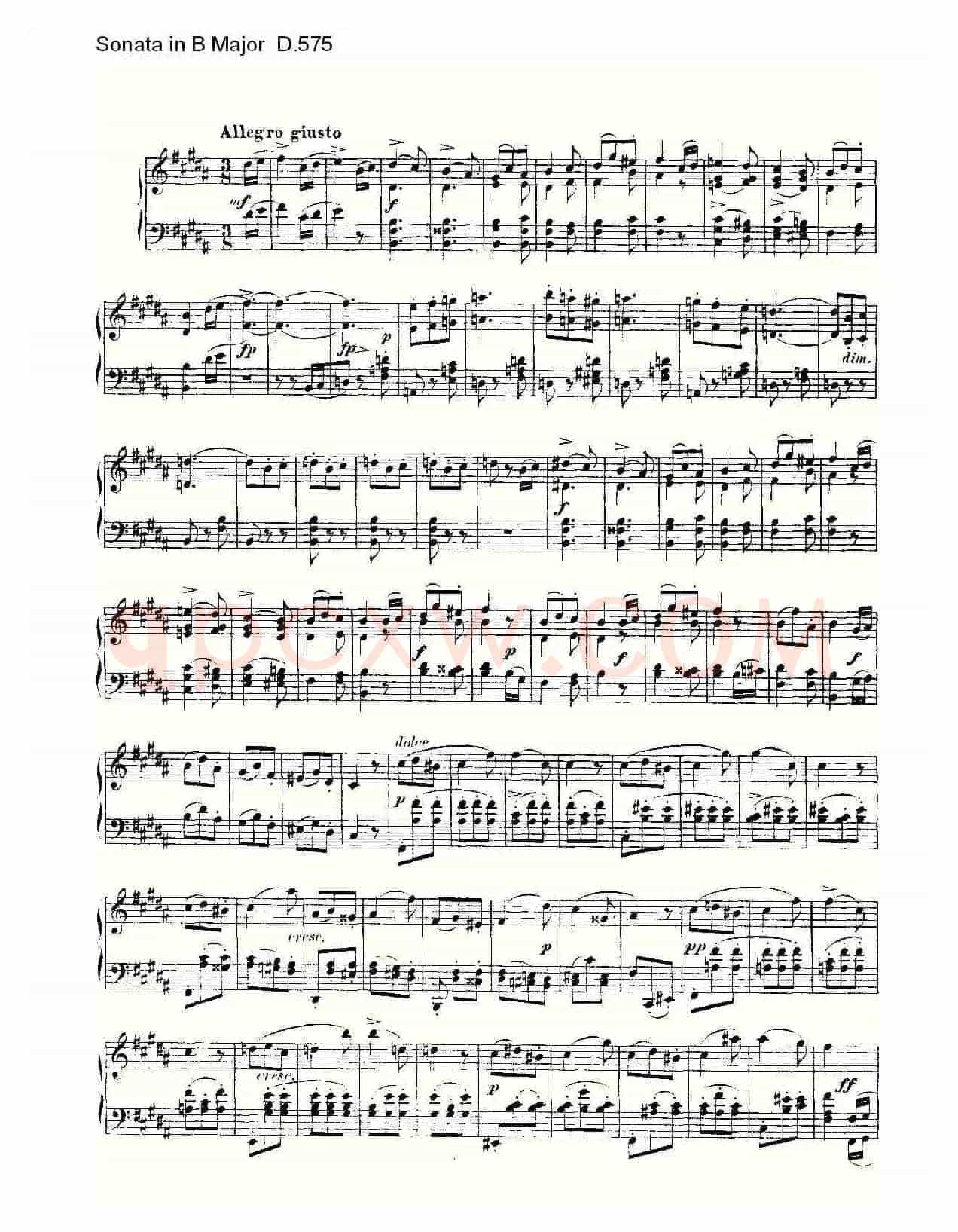 Sonata in B Major D.575（B大调奏鸣曲 D.575）