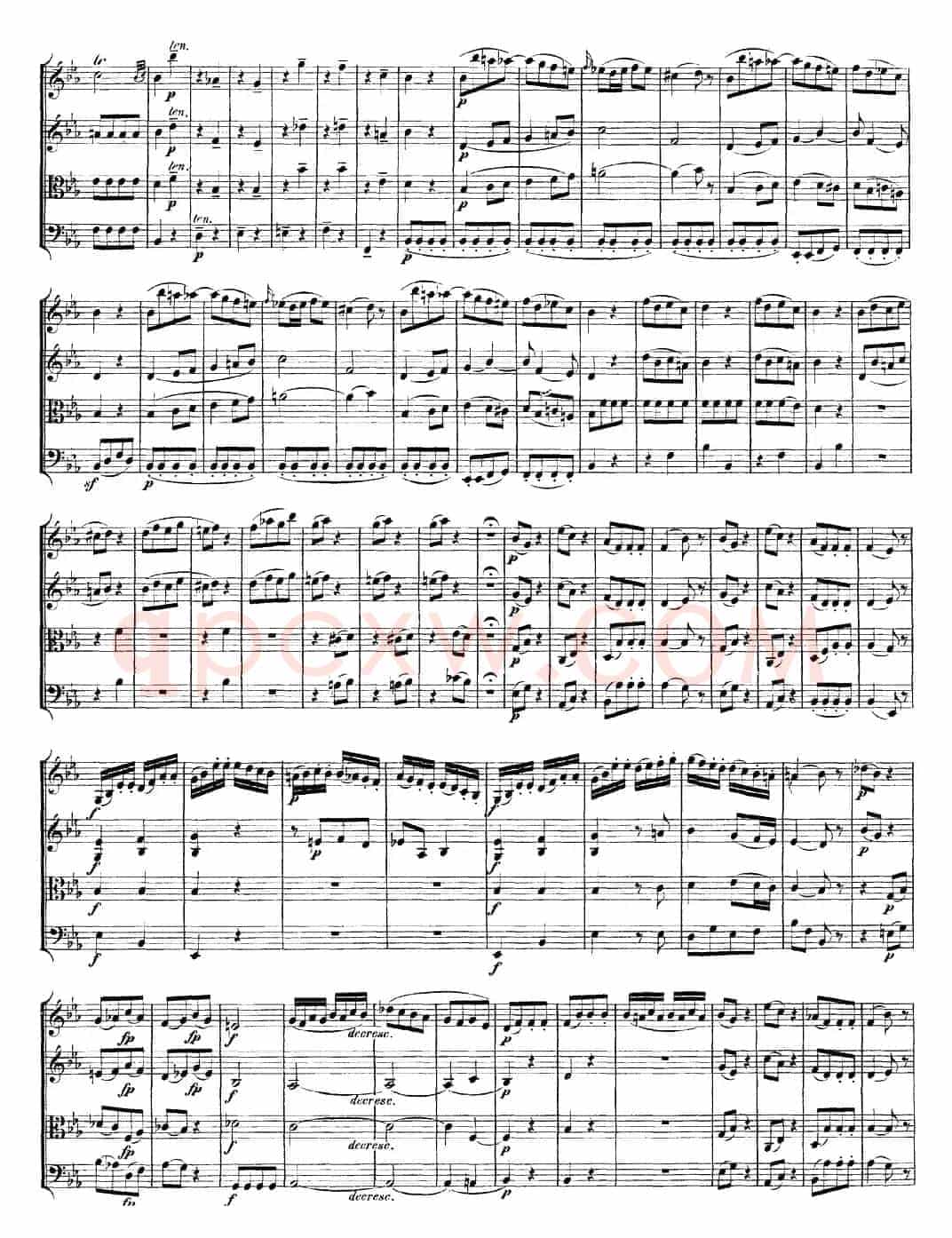 Mozart《Quartet No.16 in Eb Major,K.428》（总谱）