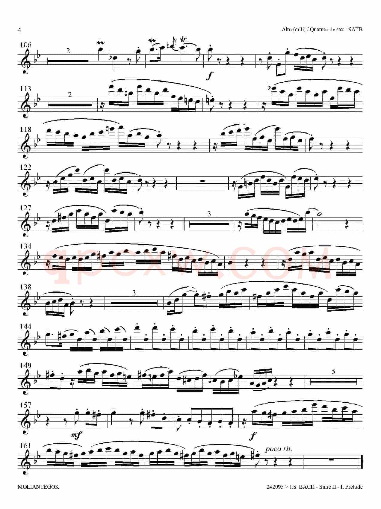 Suite anglaise No 2,BWV 807（法国组曲之二·前奏曲）（中音萨克斯分谱）
