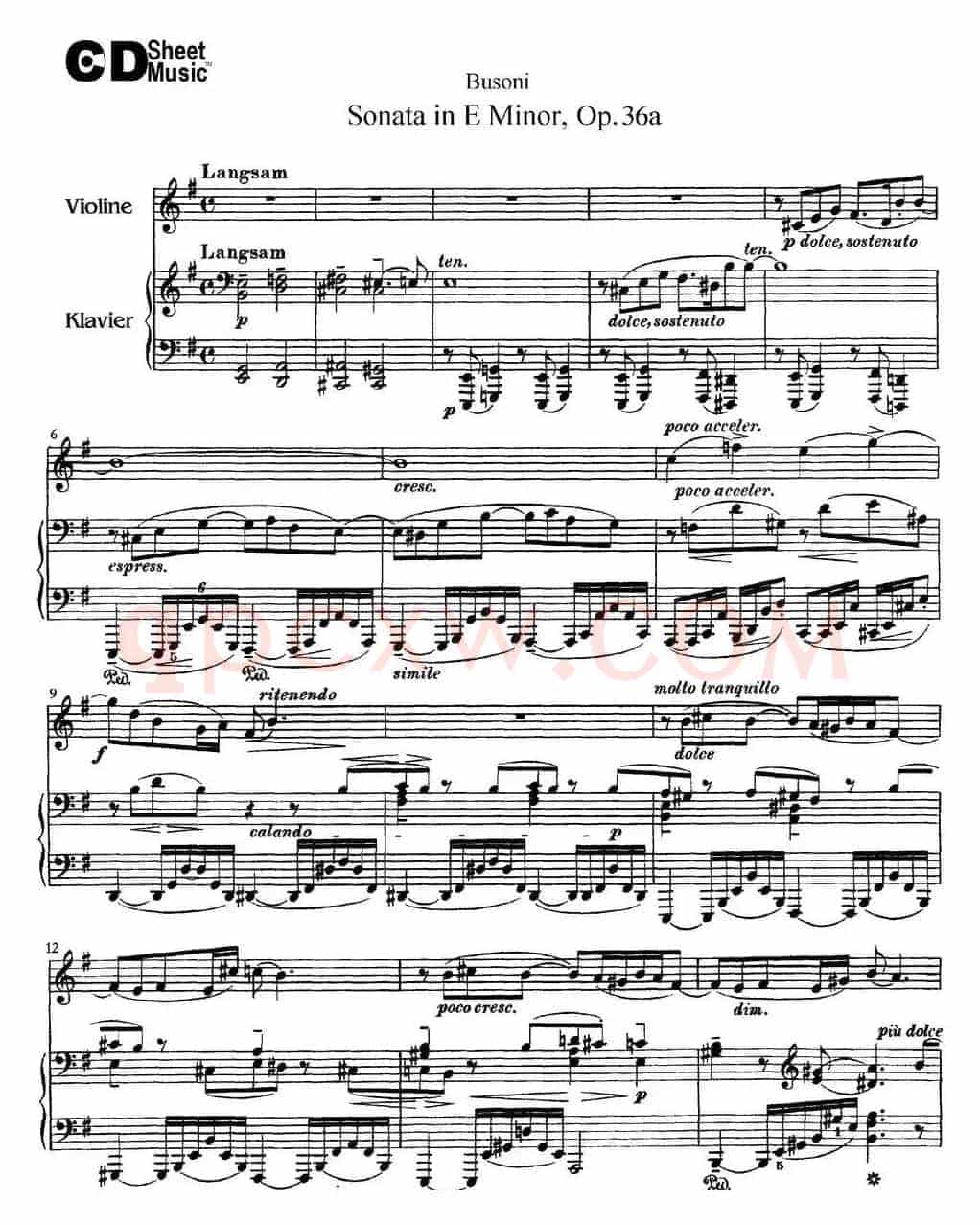 Violin Sonata No.2 in E Minor Op.36（小提琴+钢琴伴奏）