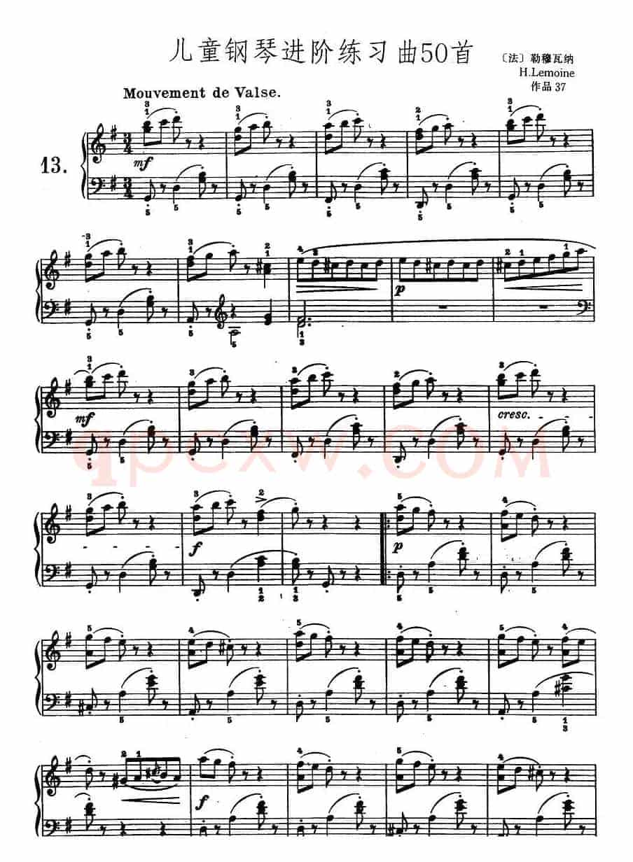 儿童钢琴进阶练习曲50首之13