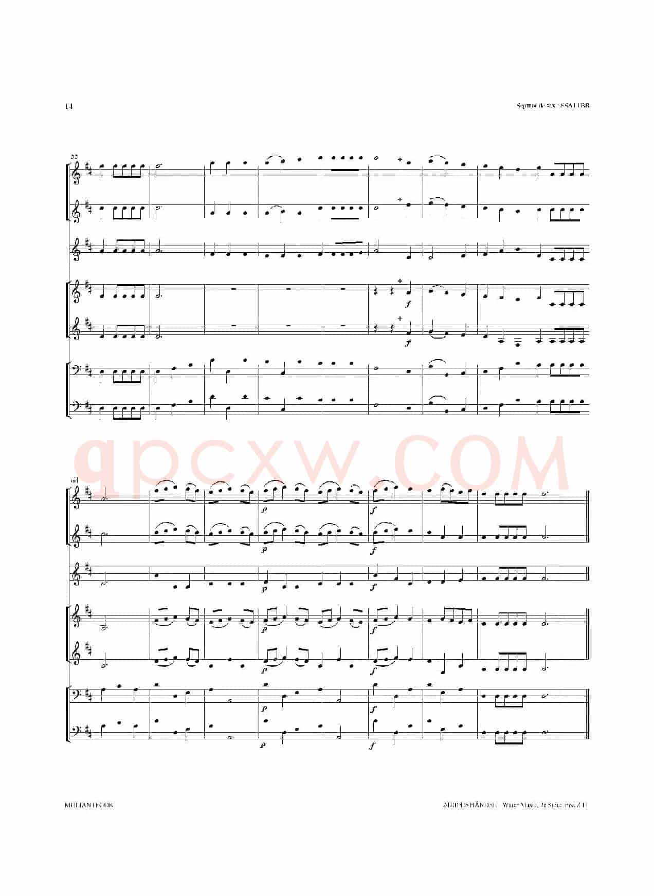 Water Music（HWV.349 No.2）（萨克斯合奏总谱）