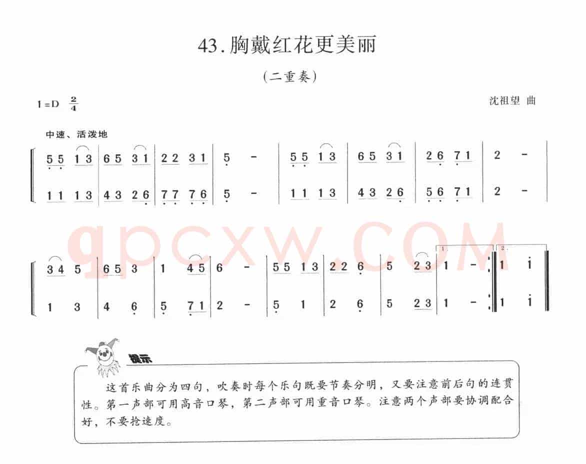 胸戴红花更美丽（二重奏）