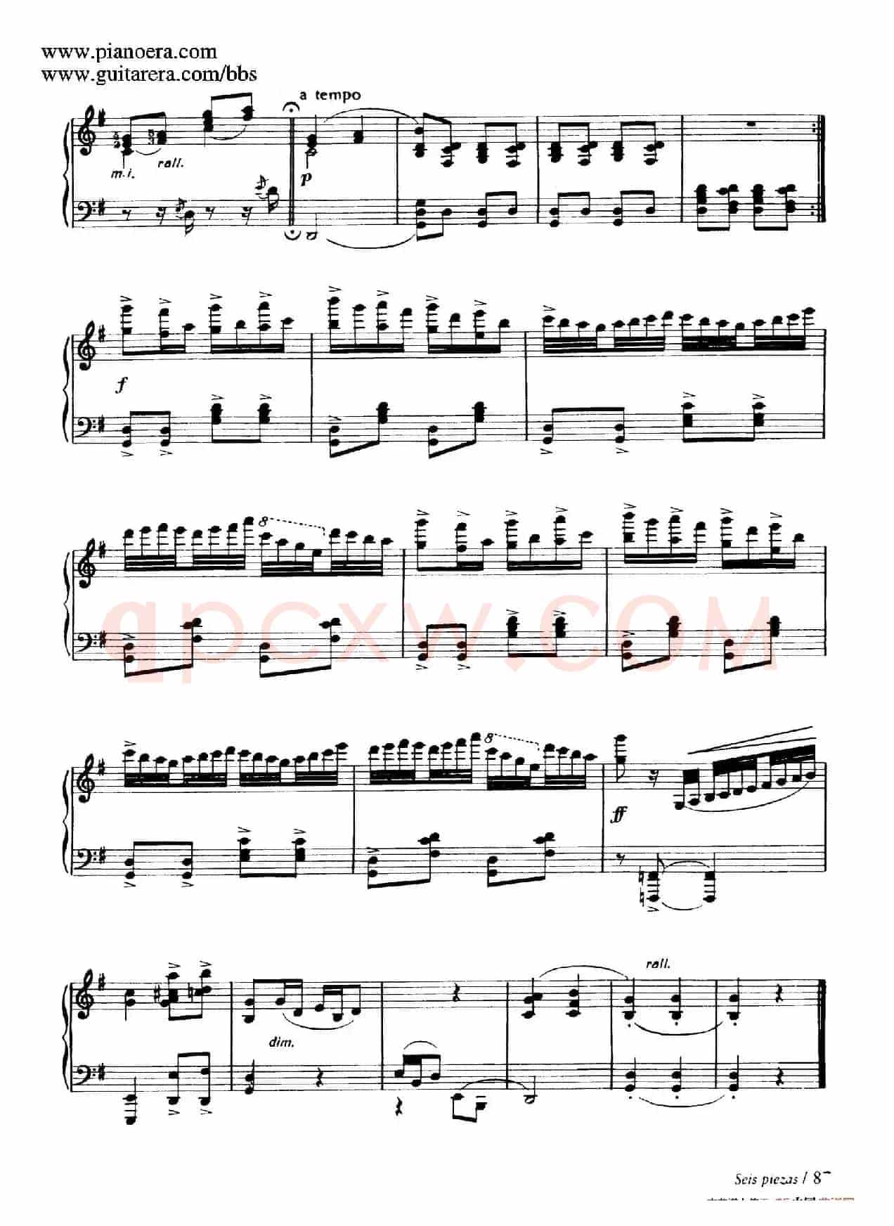Six Pieces on Spanish Folksongs H.125(6首西班牙民谣小品·4. 巴斯克舞曲 Vascongada)