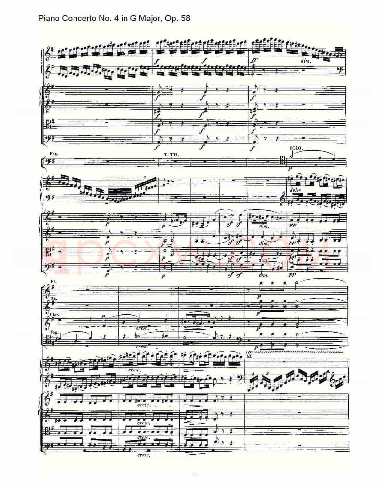 G大调钢琴第四协奏曲 Op.58 第一乐章(总谱)