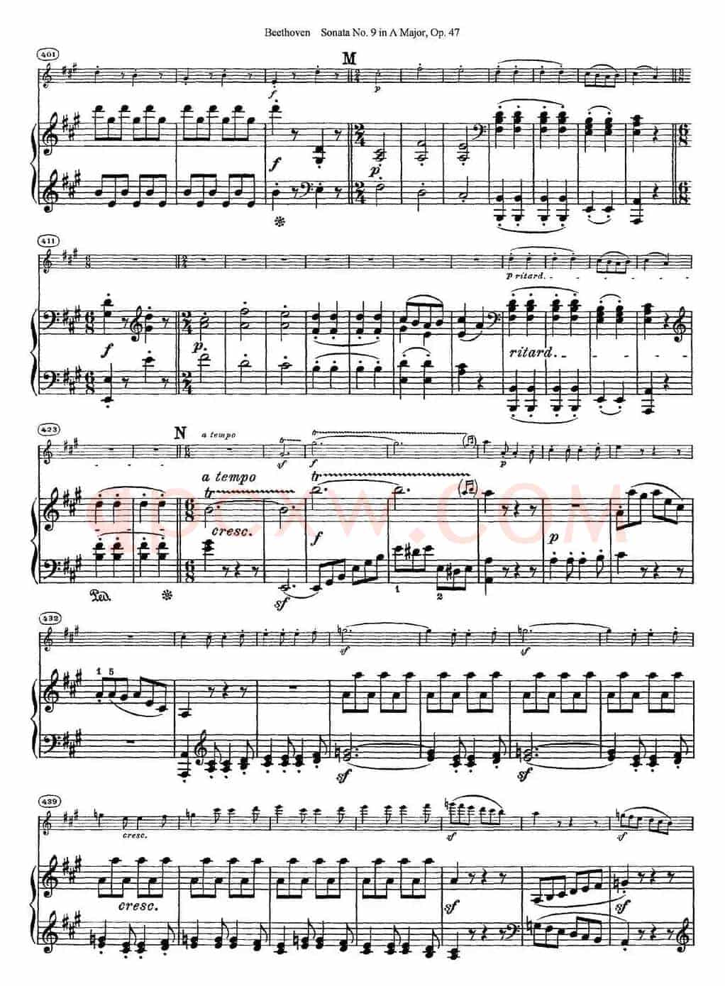 Violin Sonata No.9 in A Major Op.47（小提琴+钢琴伴奏）