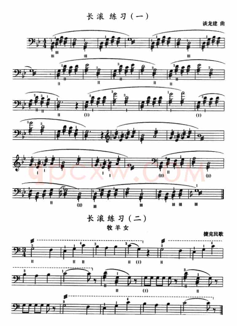 三弦长滚练习曲（五线谱）