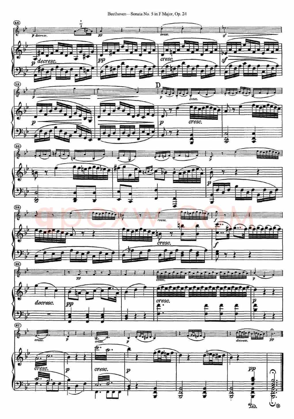 Violin Sonata No.5 in F Major Op.24（小提琴+钢琴伴奏）