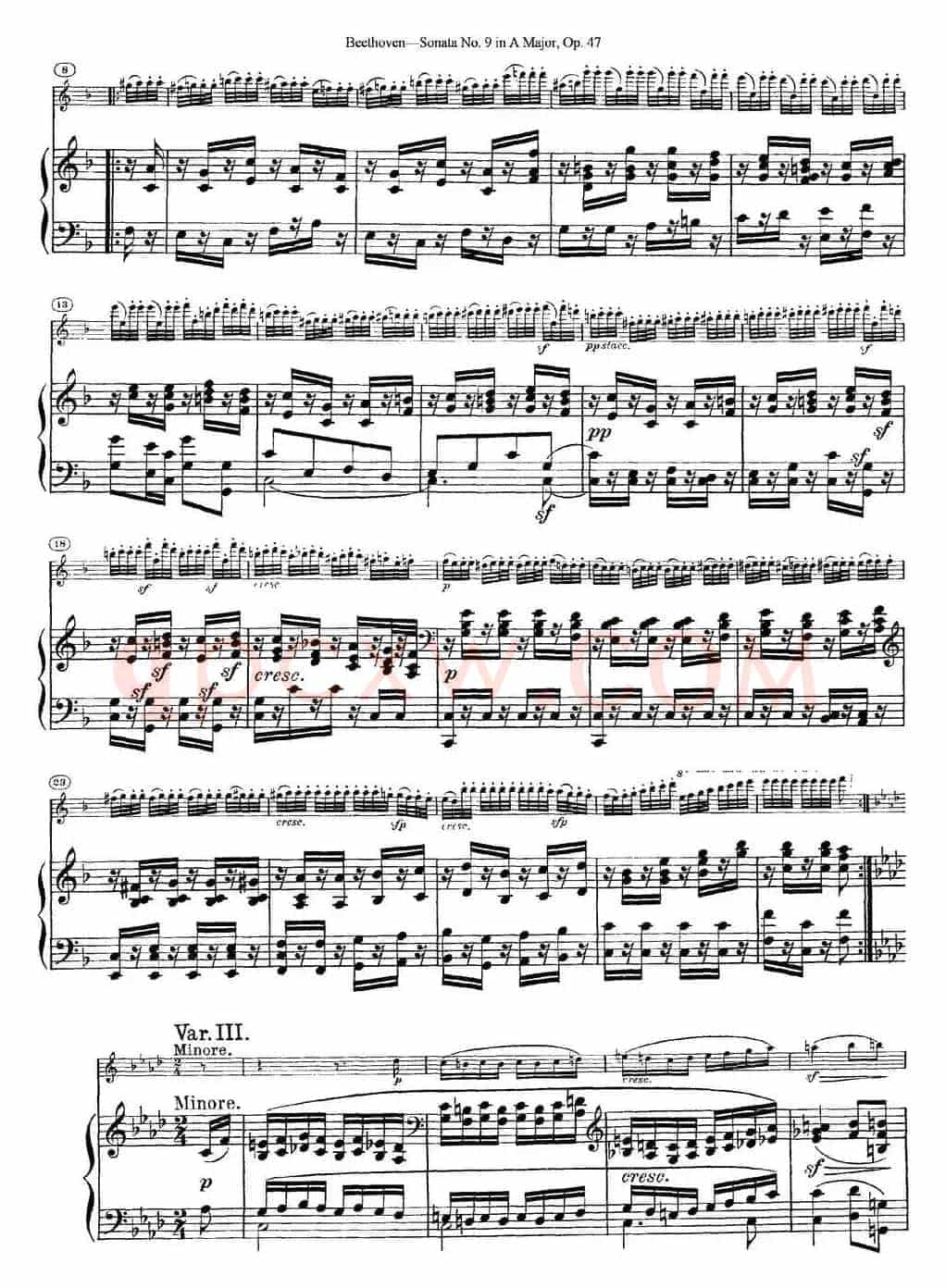 Violin Sonata No.9 in A Major Op.47（小提琴+钢琴伴奏）