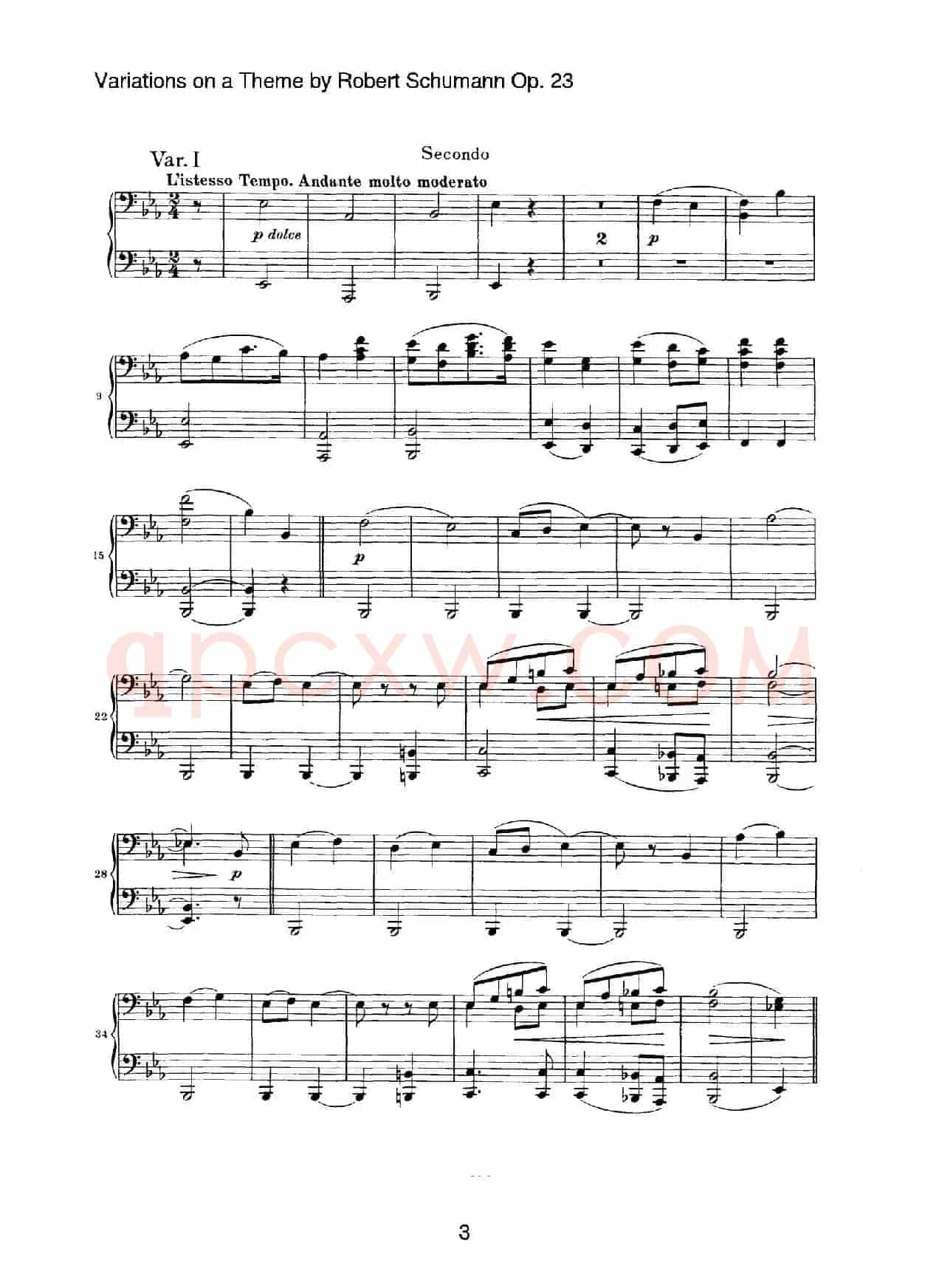 Variations on a Theme by Robert Schumann Op.23(舒曼主题变奏曲)(四手联弹)