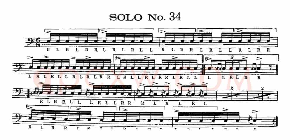 美国军鼓 SOLO No.31-35（爵士鼓谱）