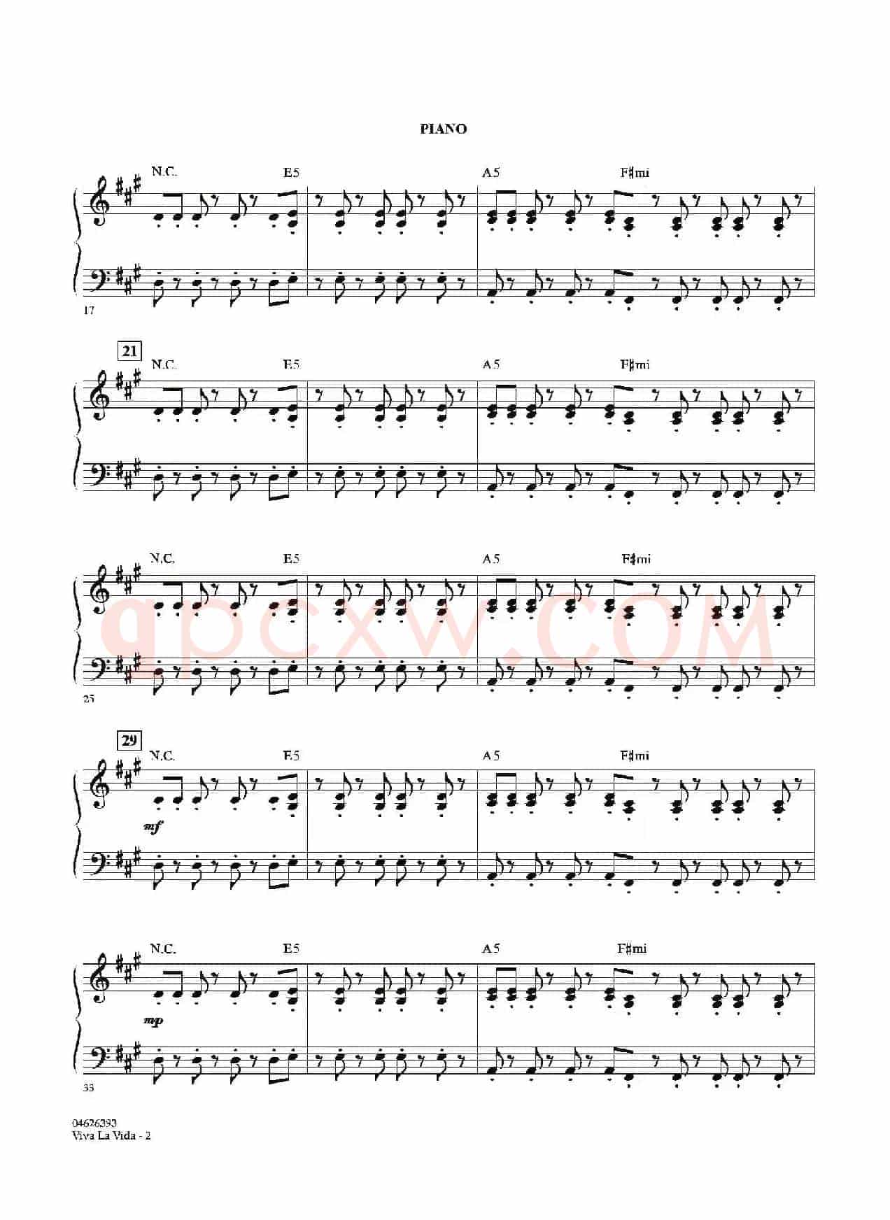 VIVA LA VIDA(钢琴分谱)