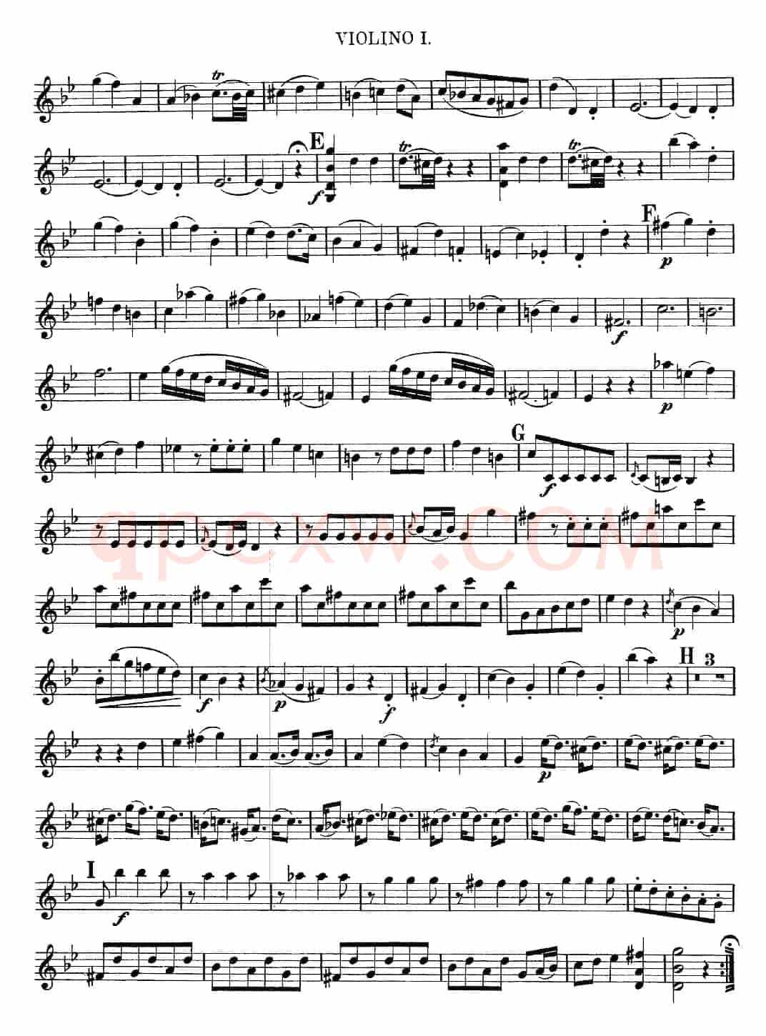 Mozart《Quartet No.6 in Bb Major,K.159》（Violin 1分谱）