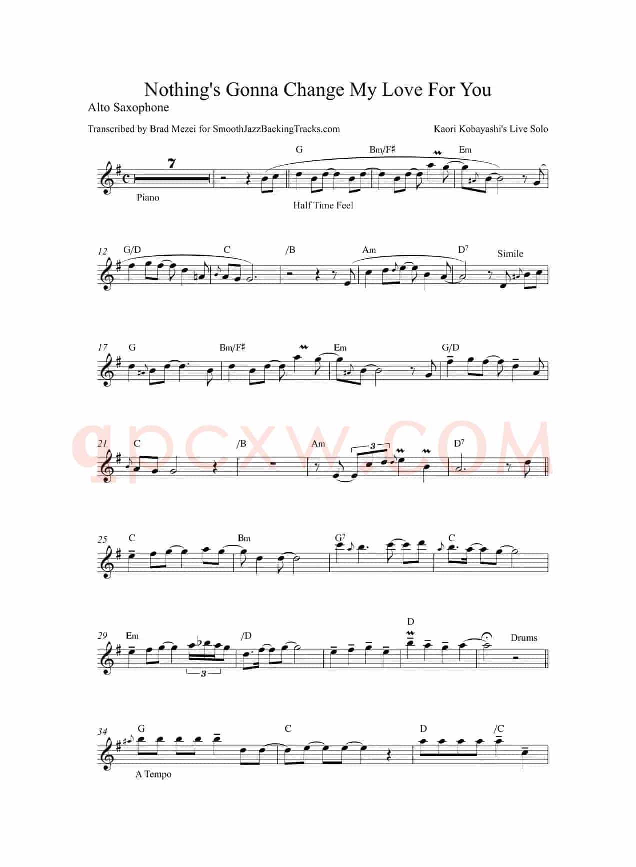 Nothing's Gonna Change My Love For You（中音萨克斯）