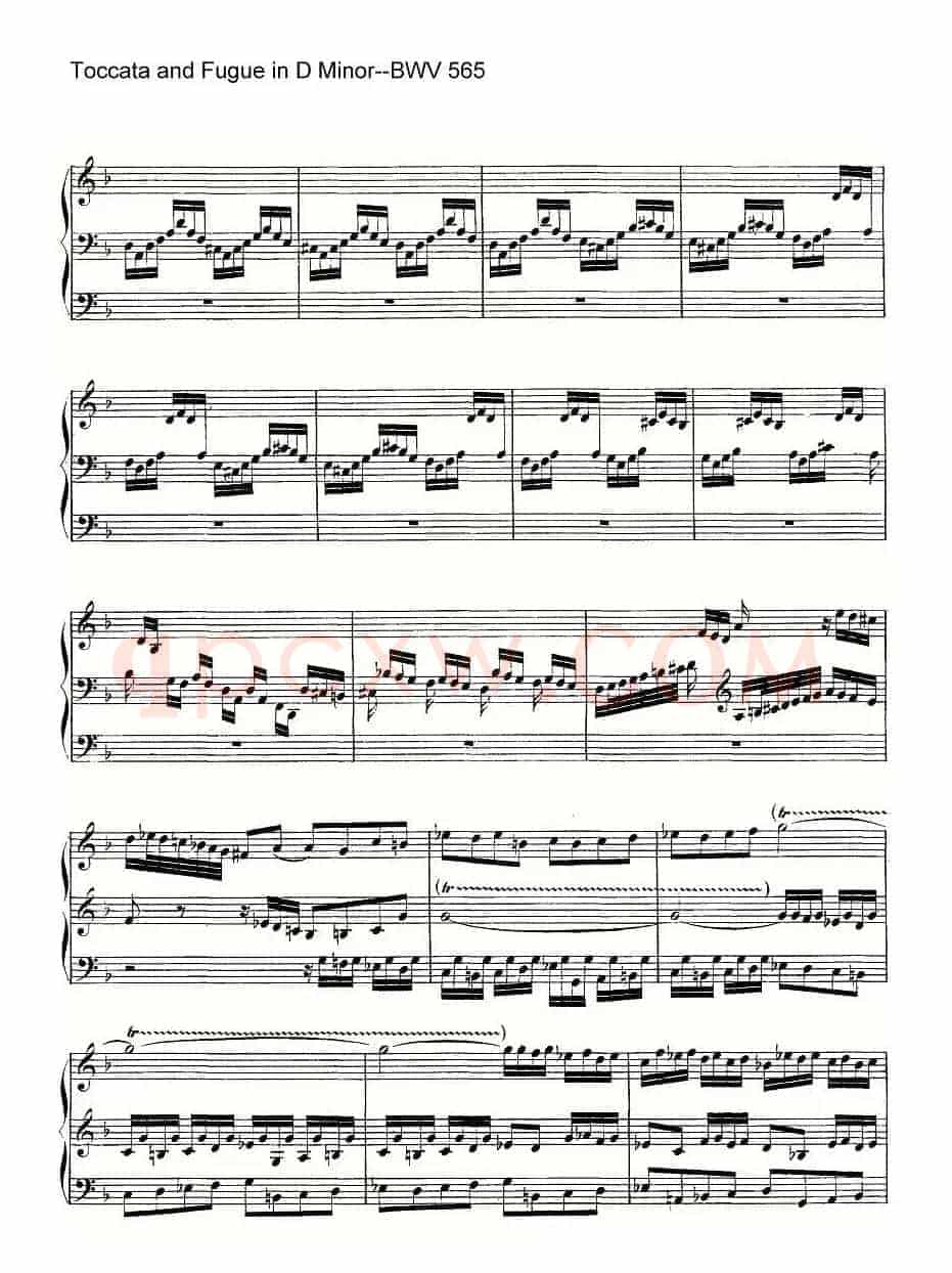 Toccata and Fugue in D Minor--BWV 565(管风琴谱)