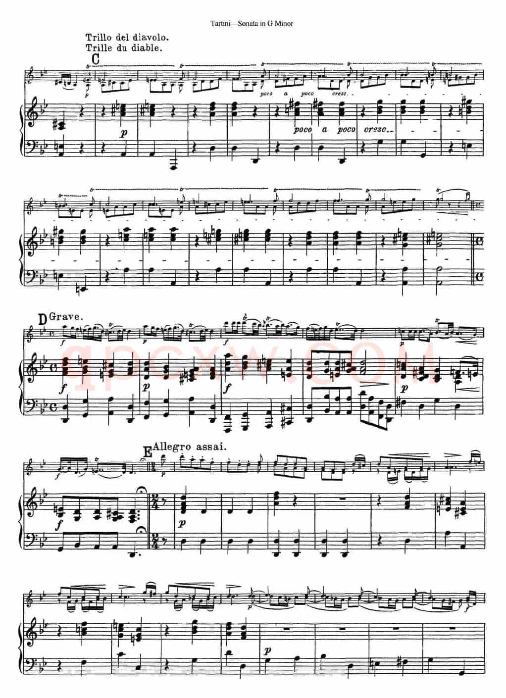 Violin Sonata in G Minor（The Devil's Trill）（小提琴+钢琴伴奏）