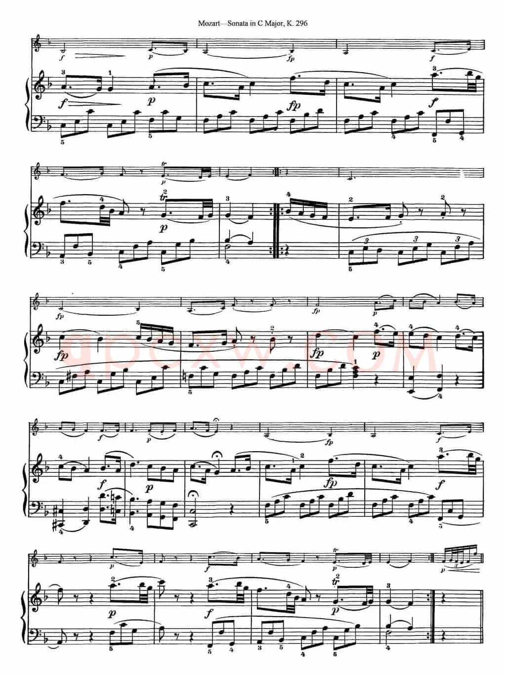 Violin Sonata in C Major K.296（小提琴+钢琴伴奏）
