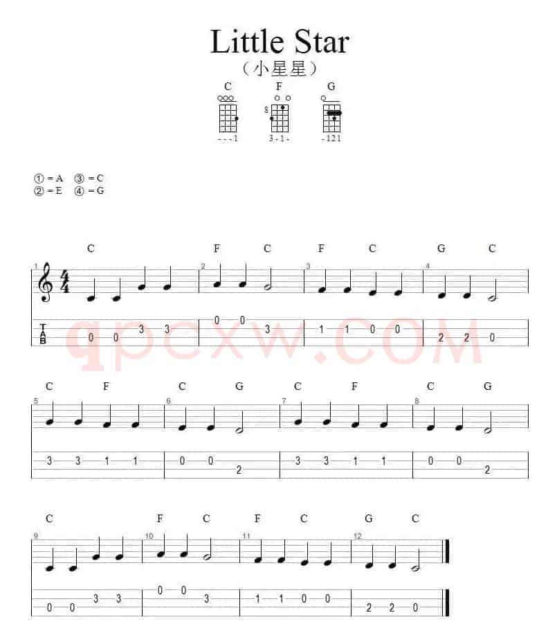 Little Star(小星星)（尤克里里指弹谱）
