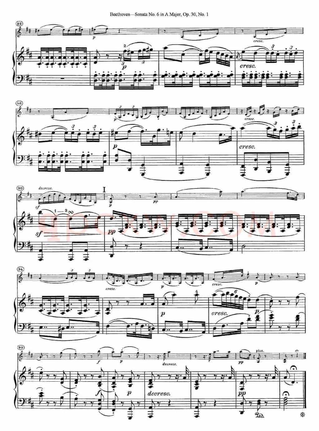 Violin Sonata No.6 in A Major Op.30 No.1（小提琴+钢琴伴奏）