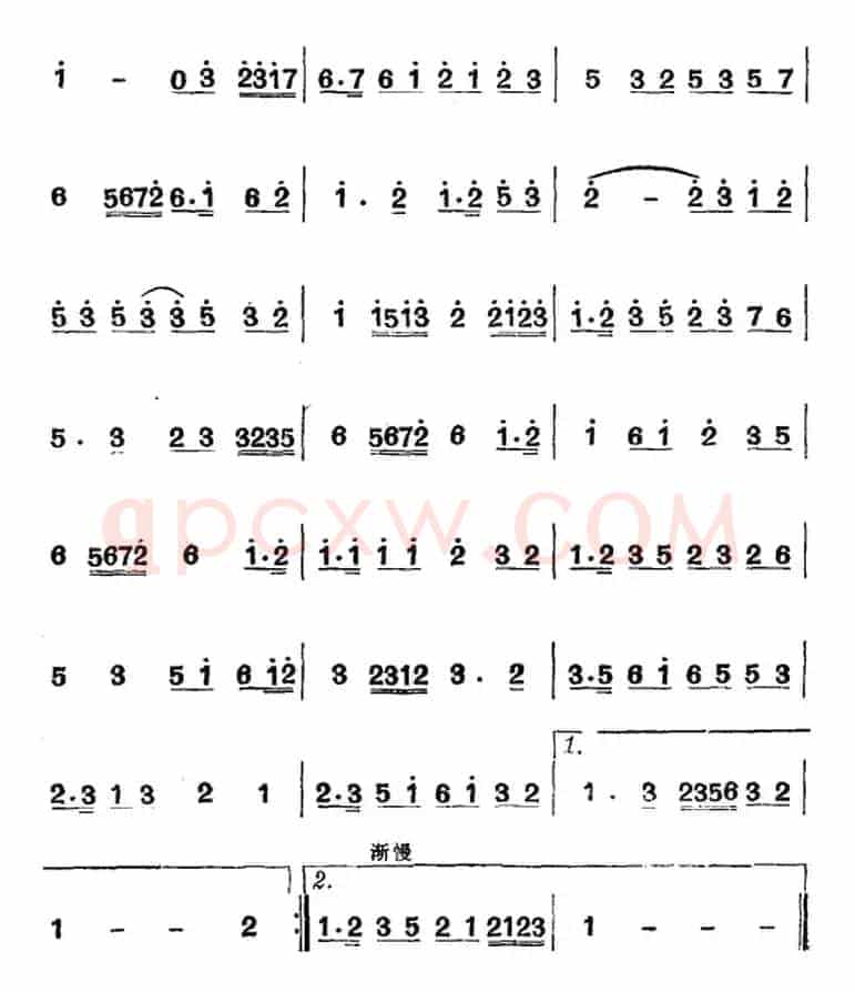 江南丝竹乐曲：一江风（主旋律谱）