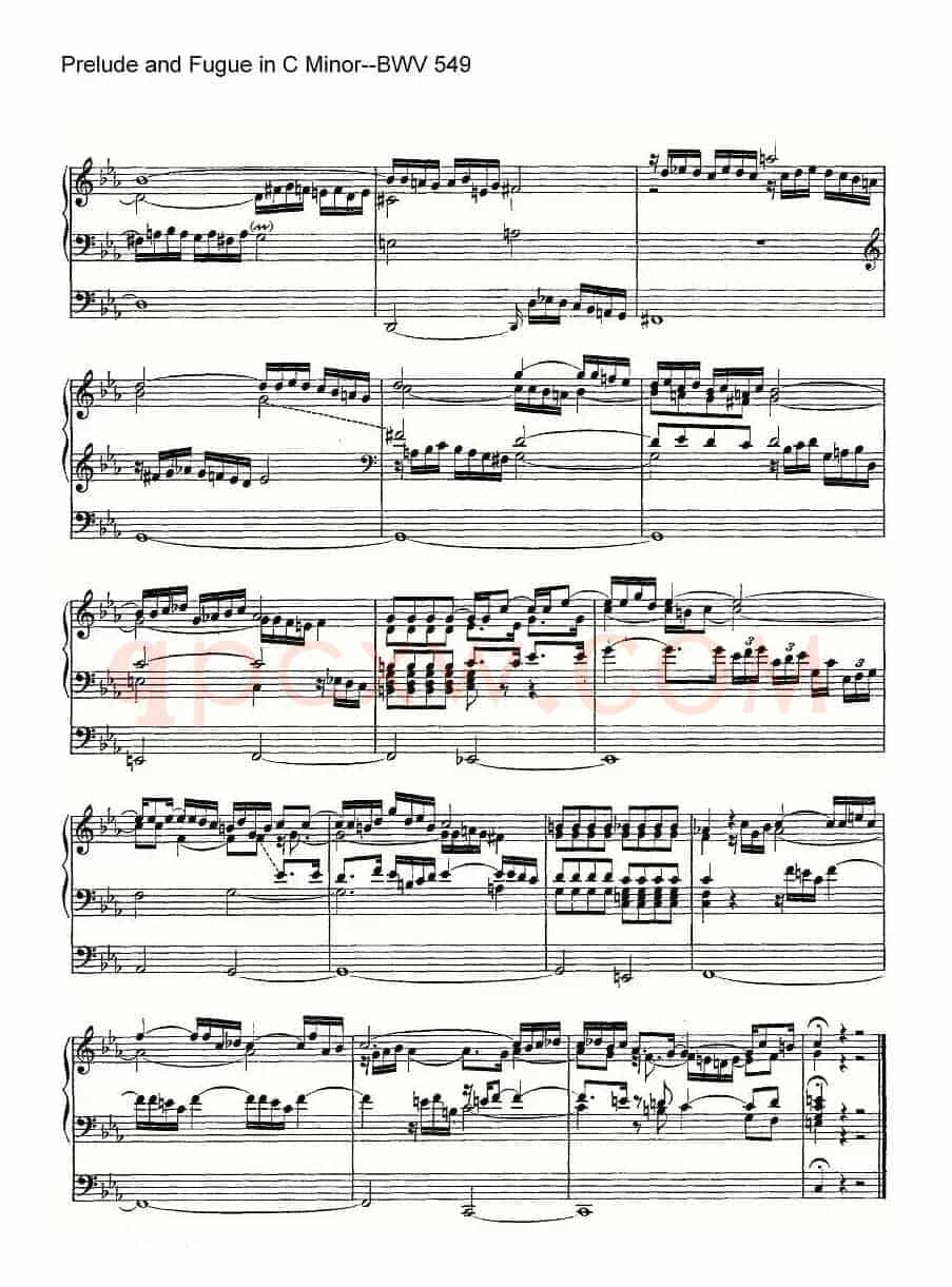 Prelude and Fugue in C Minor--BWV 549（管风琴谱）