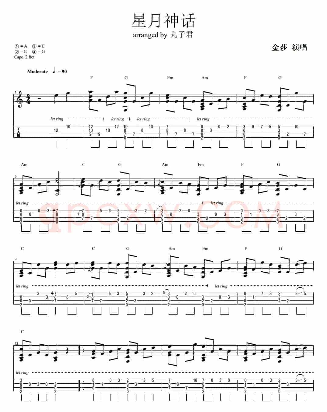 星月神话（尤克里里指弹谱）