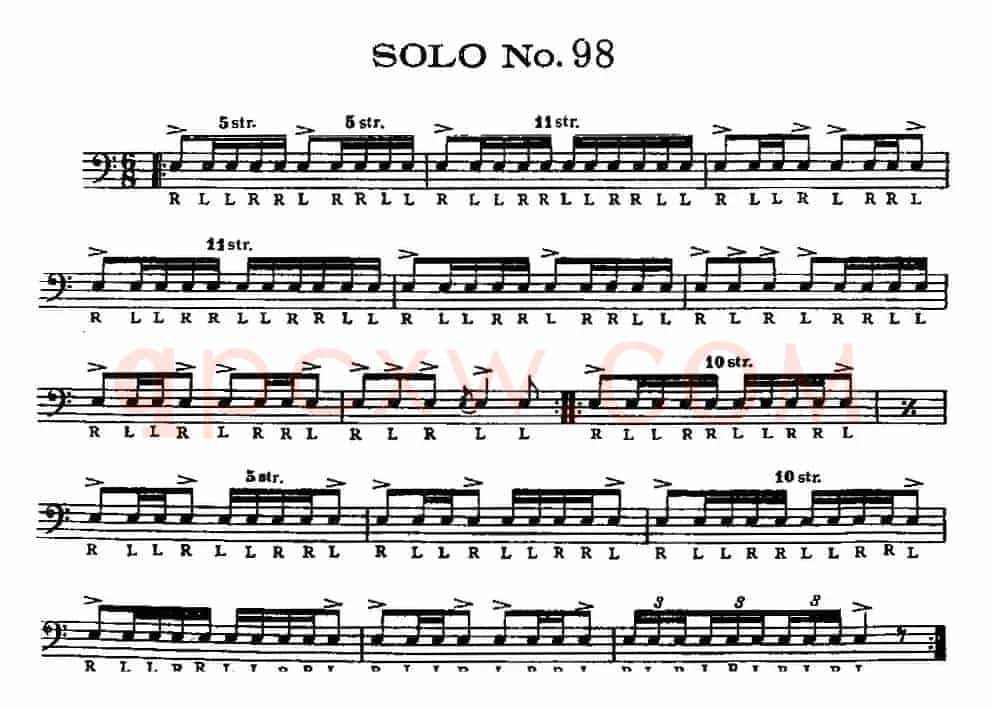 美国军鼓 SOLO No.96-100（爵士鼓谱）