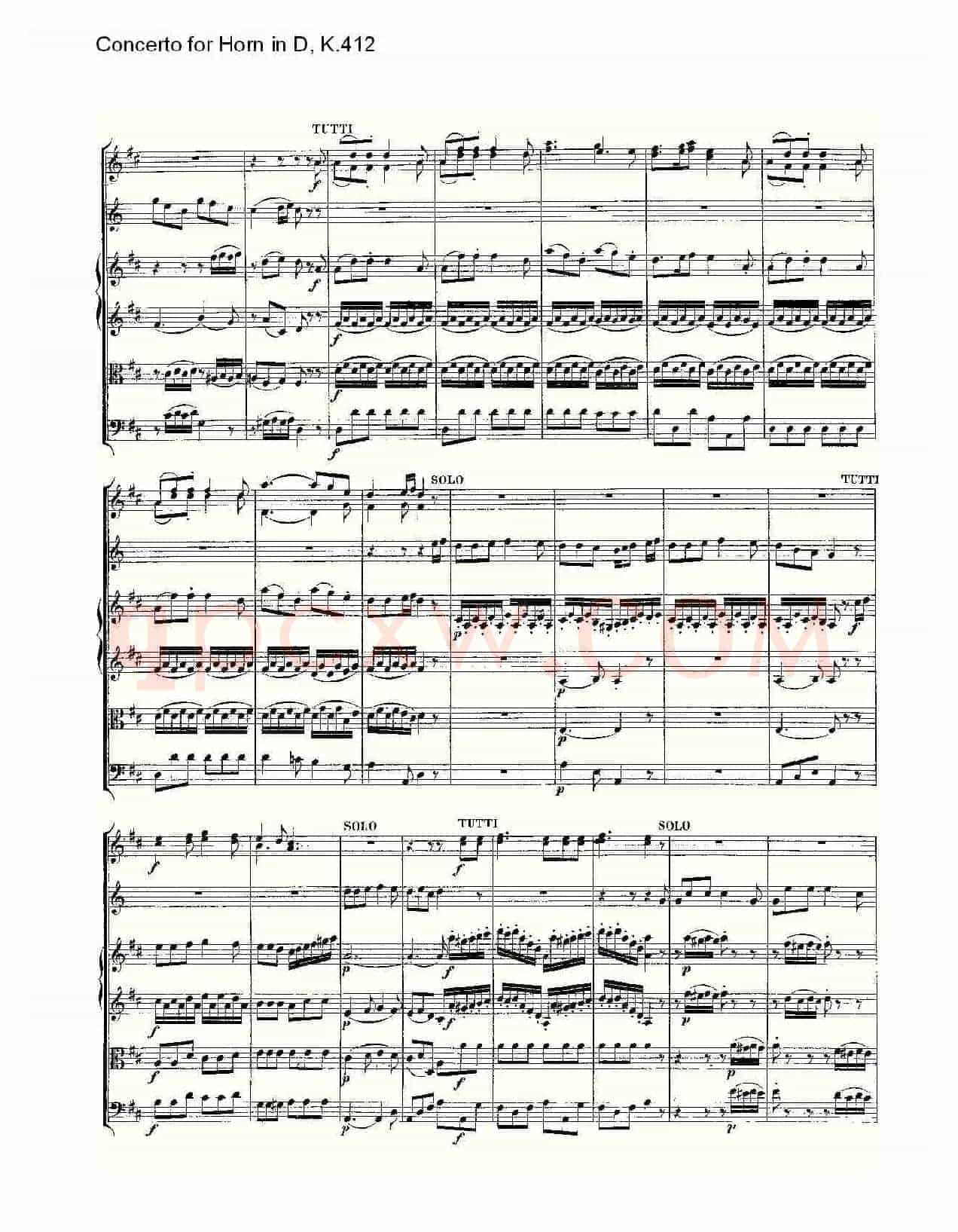 Concerto for Horn in D, K.412(D调法国号协奏曲, K.412)