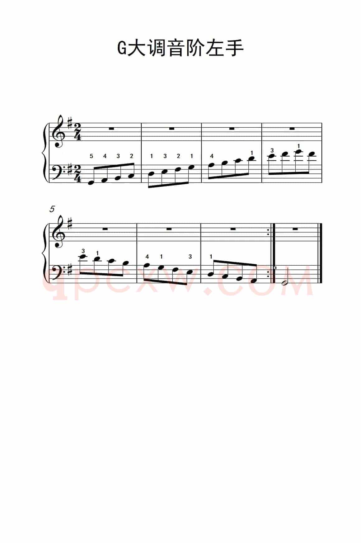 第一级 2.G大调音阶左手（中央音乐学院 钢琴（业余）考级教程 1-3级）