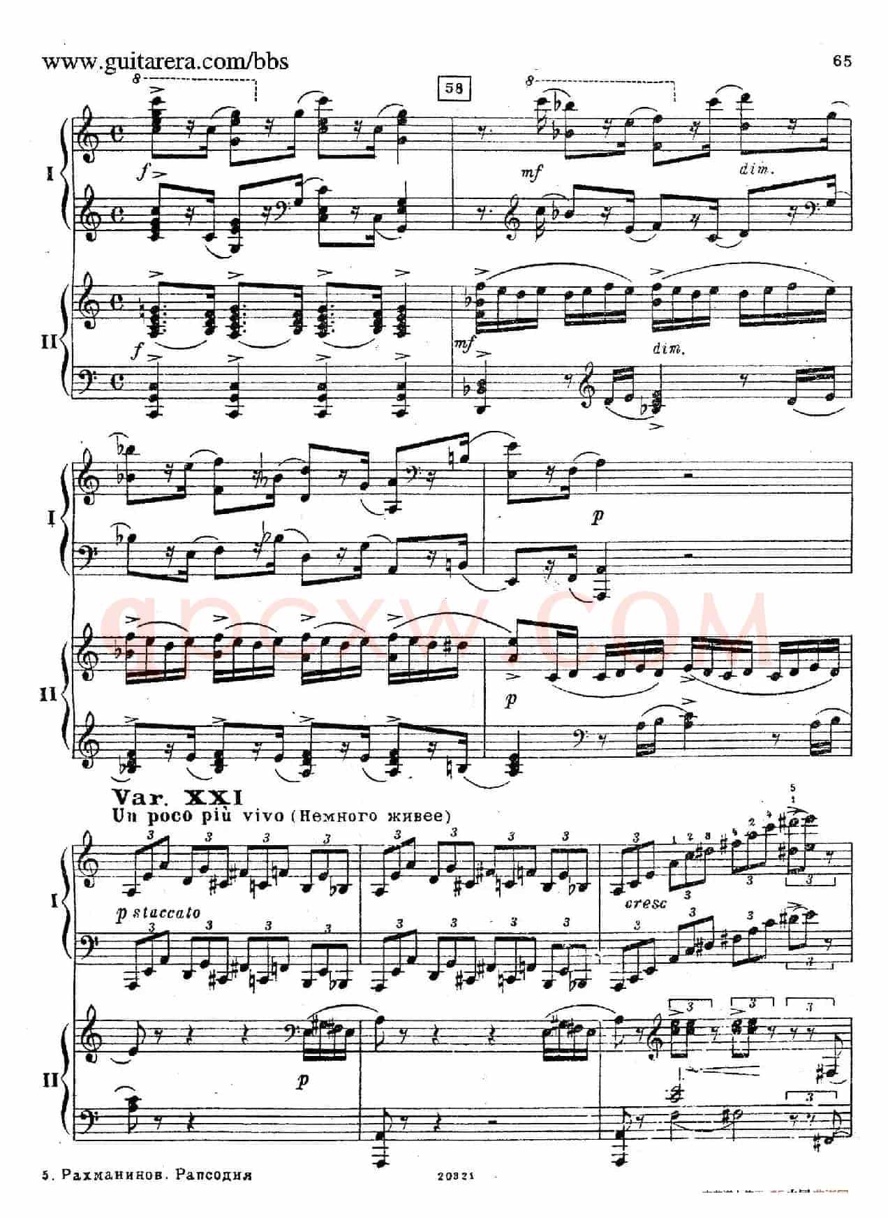 Rhapsody On A Theme Of Paganini Op.43(帕格尼尼主题狂想曲·双钢琴)(P61——87)