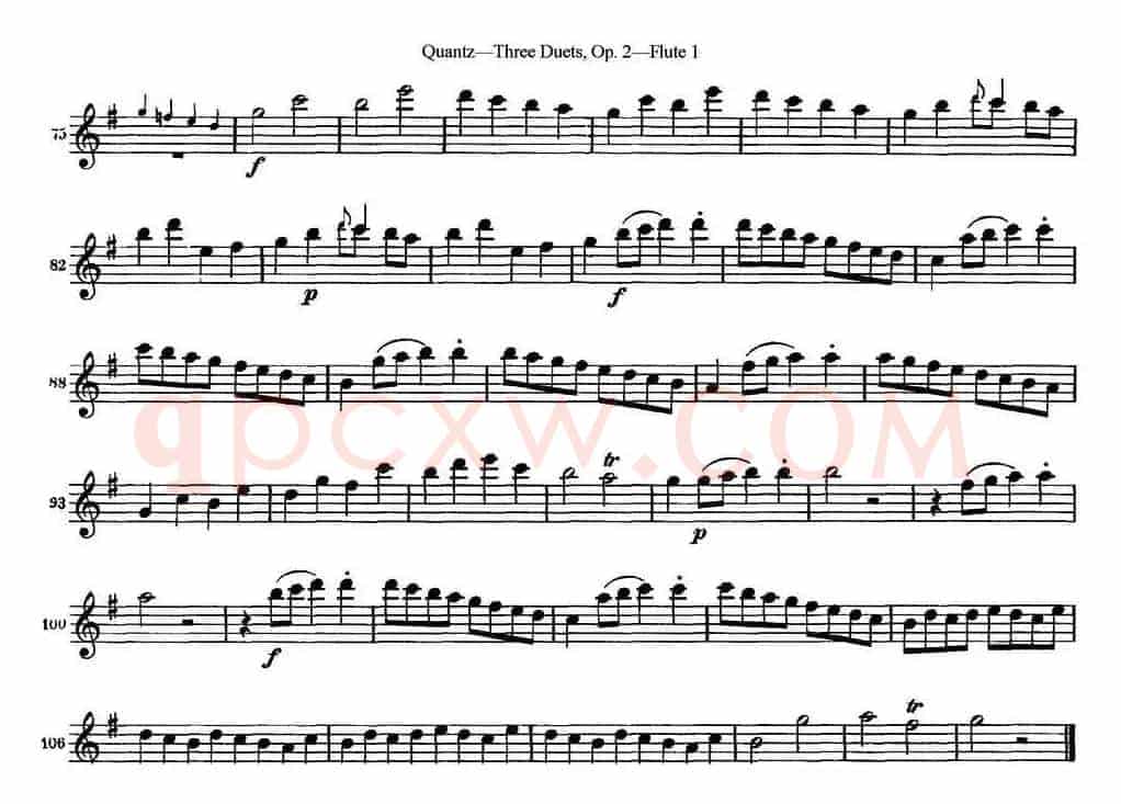 匡茨G大调长笛二重奏Op.2——Flute 1（No.1）
